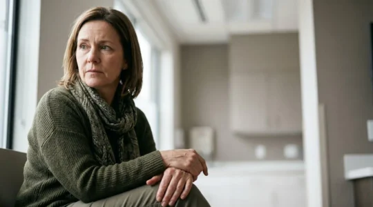 Patient réfléchissant au choix de son médecin dans un environnement médical moderne