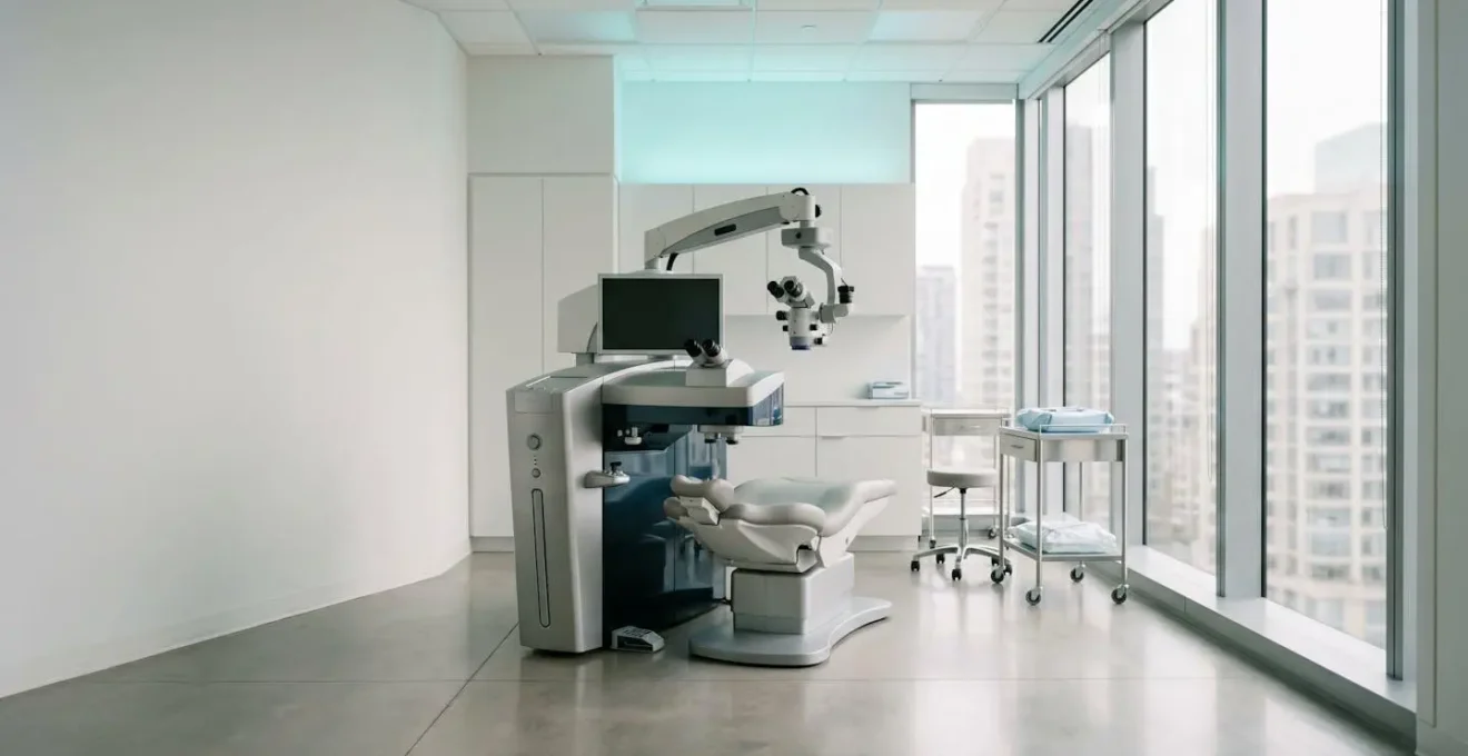 Environnement clinique moderne pour chirurgie réfractive de l'œil avec équipements laser de précision