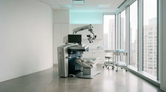 Environnement clinique moderne pour chirurgie réfractive de l'œil avec équipements laser de précision