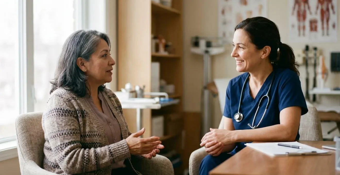 Consultation médicale montrant une relation de confiance entre patient et médecin