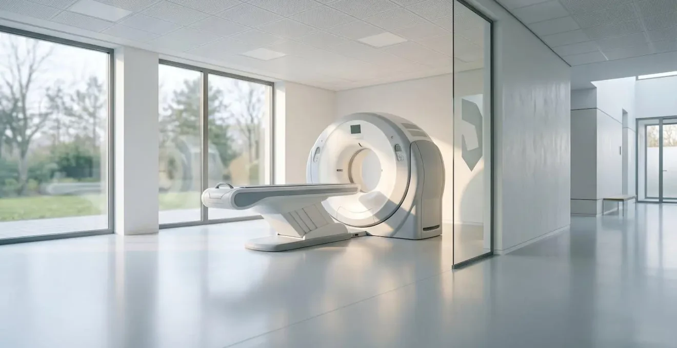 Équipement médical moderne d'imagerie dans un environnement clinique épuré et lumineux