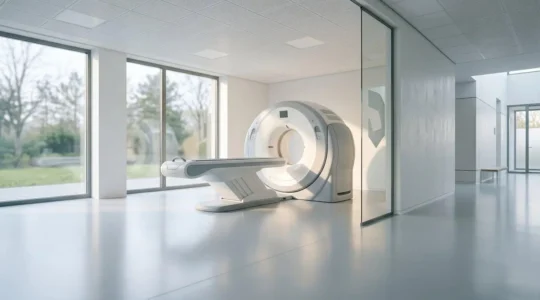 Équipement médical moderne d'imagerie dans un environnement clinique épuré et lumineux