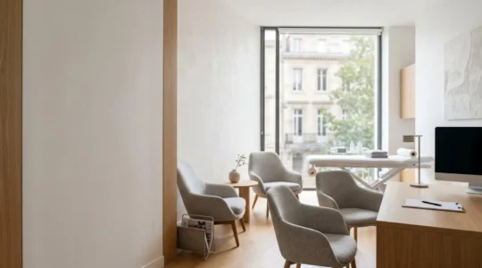 Environnement professionnel d'un cabinet médical privé moderne en France