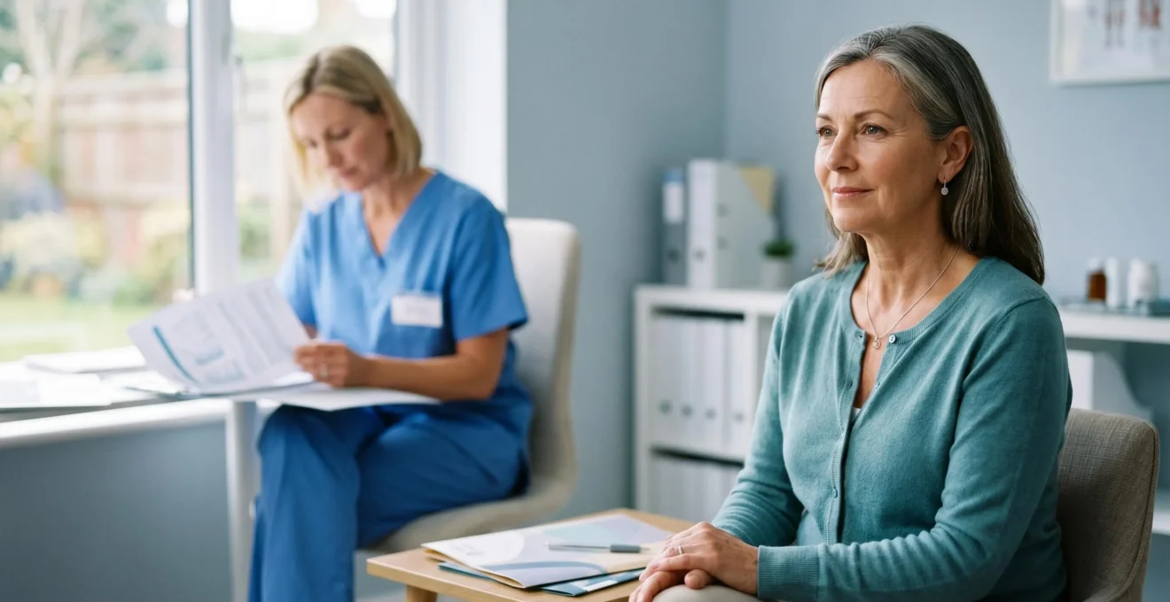 Préparation sereine avant une intervention chirurgicale avec équipe médicale bienveillante
