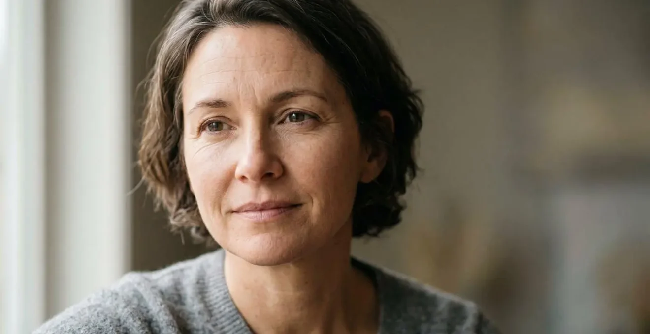 Gros plan artistique sur le visage d'une femme mature montrant une peau naturelle et sereine avec un éclairage doux