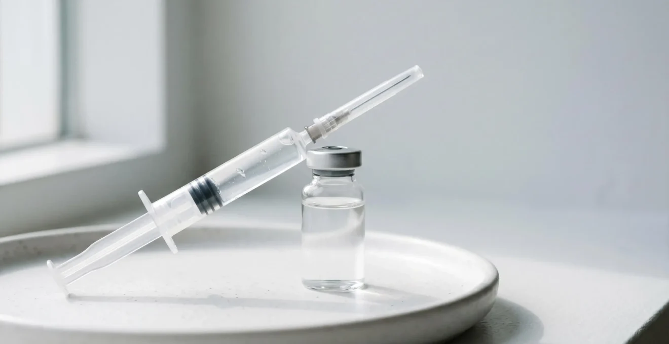 Seringue médicale translucide et fiole de produit résorbable dans une lumière douce et naturelle
