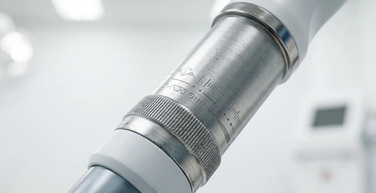 Gros plan sur une pièce à main de laser dermatologique moderne dans un environnement médical épuré